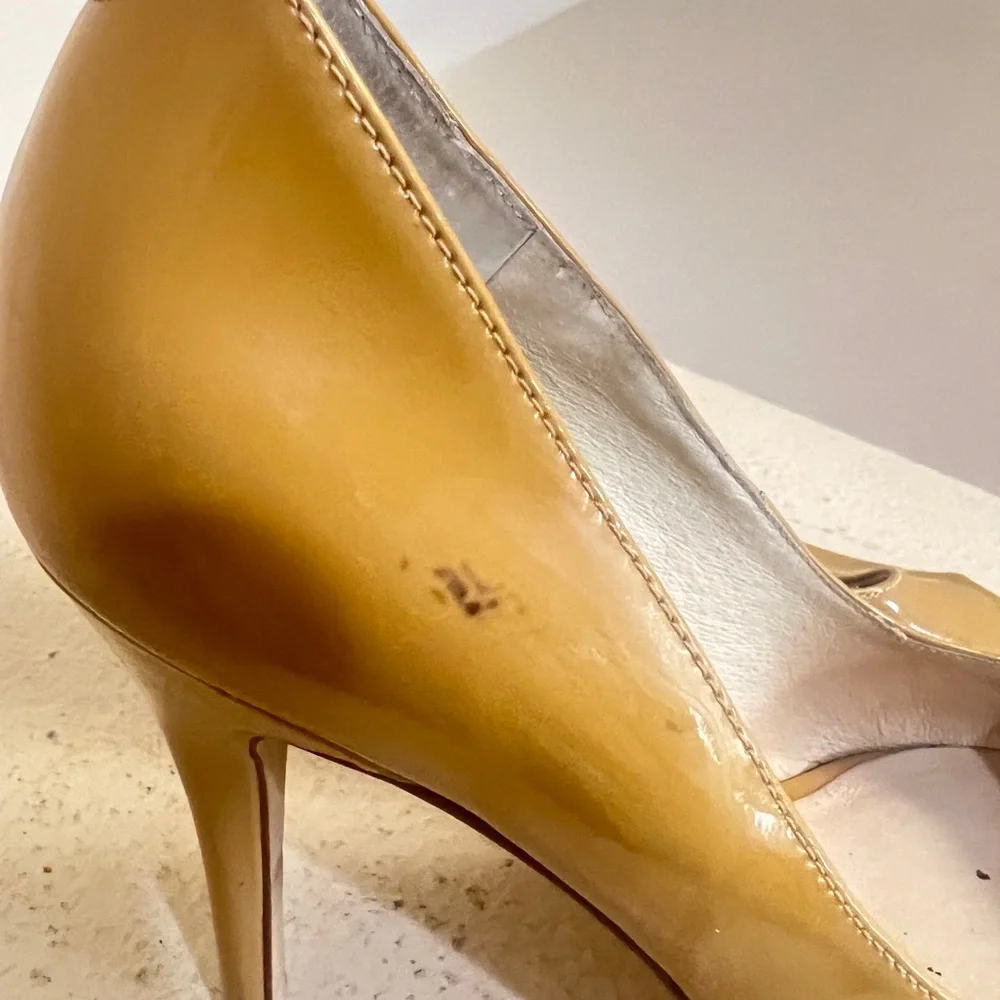 Michael Kors Womens York Pump Size 6.5 Tan Nude Leather Platform Heel Dress Shoe